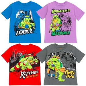 Teenage Mutant Ninja Turtles Leonardo Michelangelo Raphael Donatello 4 Pack T-Shirts Toddler to Big Kid - 1 of 4