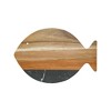 Slickblue Stylish Fish Shaped Acacia Wood & White/Black Marble Board for Serving, Cutting, and Charcuterie, 11.75"x7.75" - 3 of 4