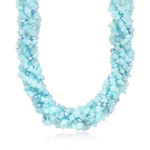 Ross-Simons 5-6mm Blue Cultured Pearl and Milky Aquamarine Torsade Necklace With Sterling Silver Size 18 - 1 of 4