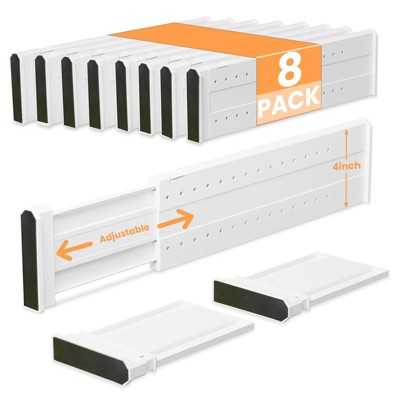 YIGII 8 Pack Drawer Dividers for Clothes Adjustable Drawer Dividers 4" High Expandable from 15"-21" Drawer Dividers for Bedroom,Office Storage,White