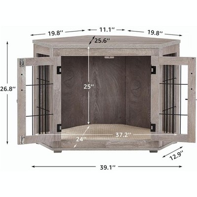 unipaws Wooden Corner Dog Crate – Vertical Bar Panels