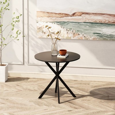 31.5'' Round Dining Table, Modern Leisure Table With Removable Tabletop And Metal Cross Legs For Living Room
