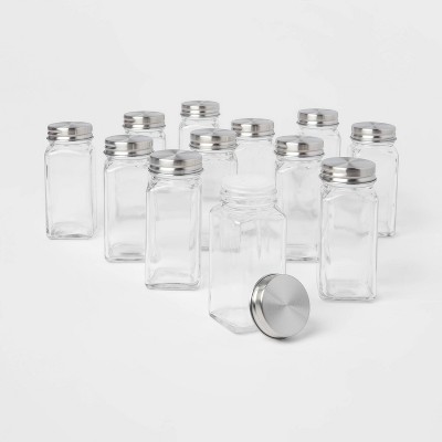 Glass Spice Jars With Labels Empty Square Spice Bottles - Temu