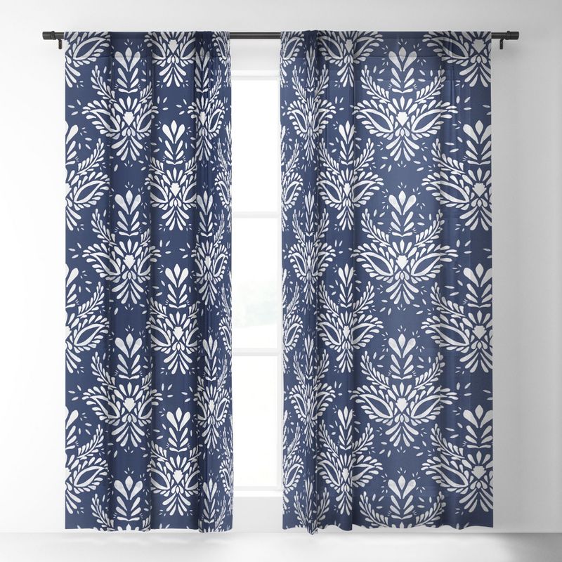 Marta Barragan Camarasa Pattern Indigo Watercolor Single Panel Sheer Window Curtain - Deny Designs, 2 of 4