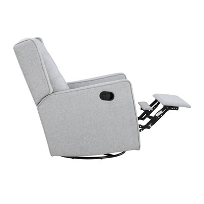 Bryton Gray Tufted Brushed Tweed Swivel Recliner Accent Chair