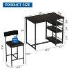 Counter Height Kitchen Table with 2 Upholstered Bar Stools, Wood Dining Table Chairs Set for 2 with Storage Shelves, for Small Space, Apartment - 4 of 4