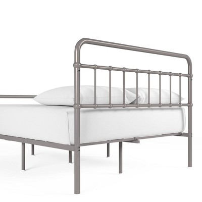 Florence Gray Full Metal Platform Bed with Spindle Headboard