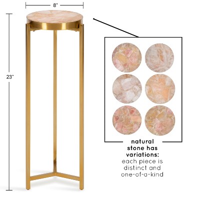 Aguilar Gold and Pink Quartz Round Drink Table