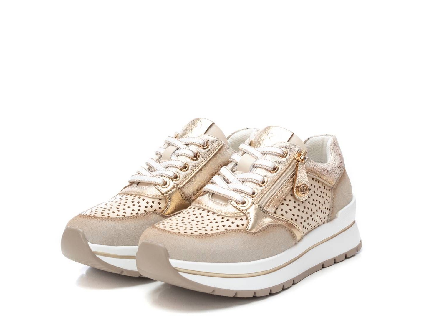 Женские кроссовки XTI Fashion Sneakers with side zipper 143729 Beige, цвет: Бежевый — фото 5