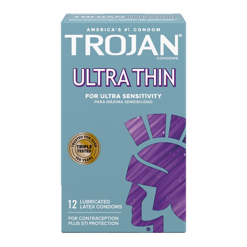 Trojan Ultra Thin Condoms For Ultra Sensitivity Lubricated Latex Condoms, 1 of 10