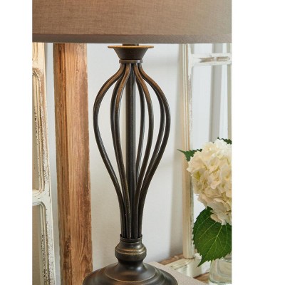 Antique Bronze 29" Metal Table Lamp Set with USB-C Charging Port