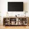 Homhougo Farmhouse TV Stand for TV up to 65", Gaming Entertainment Center, TV Console Table with Doors & Storage Cabinets, Rustic TV Stand, Walnut - 4 of 4