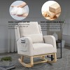 PAGED 27.5" Rocking Chair Modern High Backrest Accent Chair Reading Chair with One Lumbar Pillow, Two Side Pockets for Living Room - 3 of 4