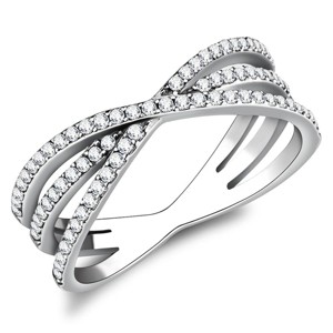 Slickblue Women's Clear CZ Ring, Stainless Steel, Polished No Plating, Cross Design Jewelry, Size 5-10 - 1 of 4