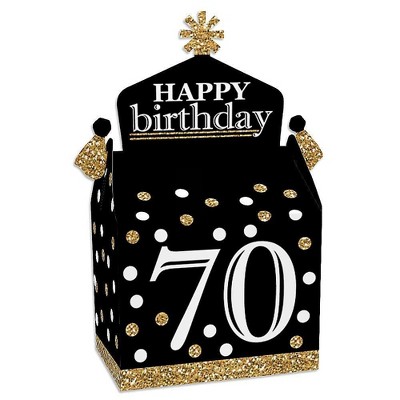 Big Dot of Happiness Adult 70th Birthday - Gold - Treat Box Party Favors - Birthday Party Goodie Gable Boxes - Set of 12