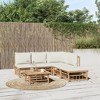 vidaXL Outdoor Patio Lounge Set in Natural Bamboo Finish with Comfortable Cream-White Cushions, Perfect for Garden and Deck Seating - 2 of 4