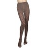 Memoi Diamond Patterned Cotton Blend Sweater Tights Taupe Heather M-L - 2 of 4