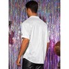 INSPIRE CHIC Men's Metallic Holographic Roll-up Sleeves Button Down Shiny Disco Party Shirts - 3 of 4