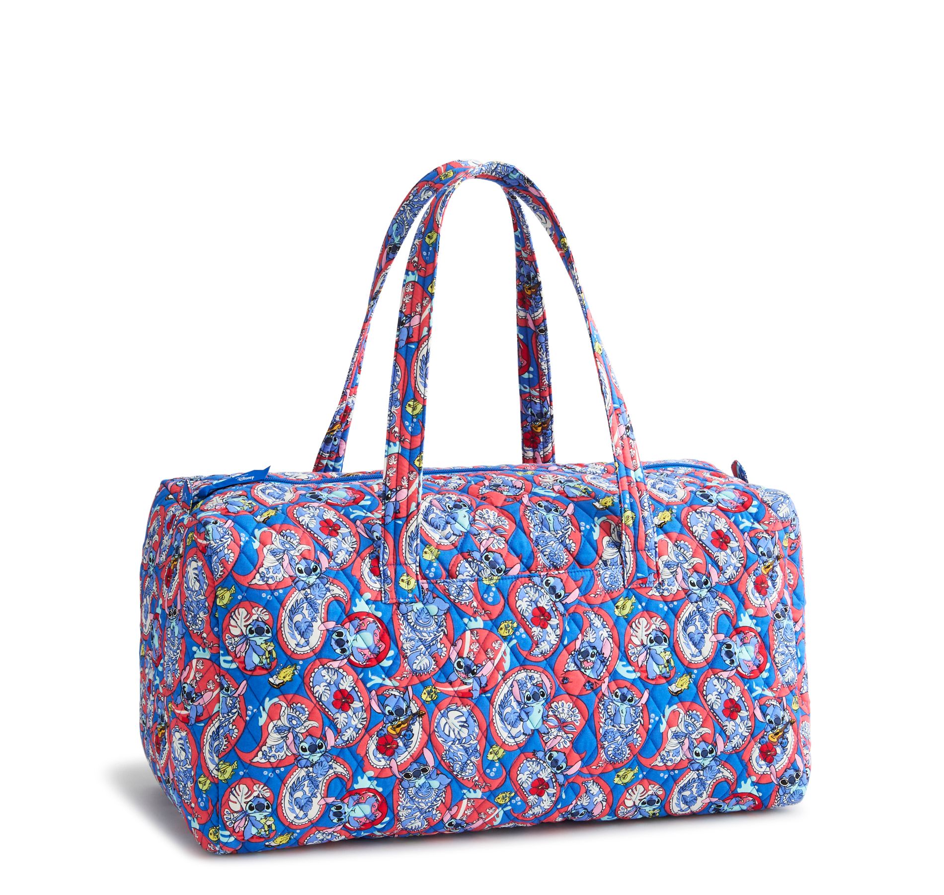 Vera Bradley Women's Disney Lilo and Stitch Cotton Large Travel Duffel Bag Stitch Monstera Paisley