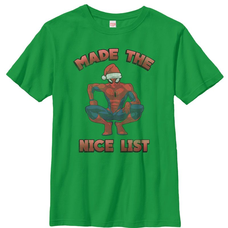 Boy's Marvel Christmas Spider-Man Nice List T-Shirt, 1 of 4