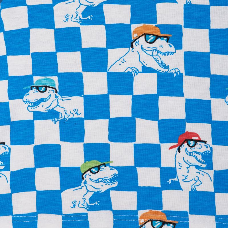 Andy & Evan  Toddler Blue Check Dino Printed Tee, 3 of 4