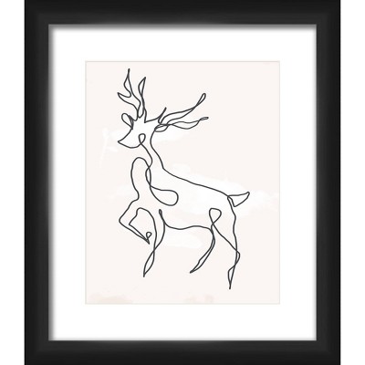 15" x 13" Matted to 2" Reindeer Picture Framed Black - PTM Images