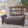 Elegant Brown Leather Storage Bench with Rolled Arms: Compact Dimensions of 50.00 x 20.50 x 19.50 inches - 3 of 3