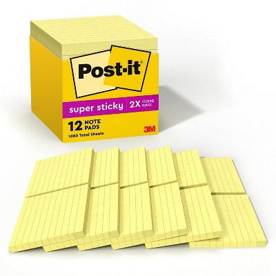 Post-it Canary Yellow Note Pads Lined 4 x 4 90-Sheet 12/Pack 67512SSCP