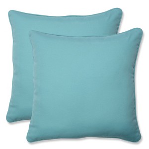 18.5" 2pk Radiance Pool Throw Pillows Blue - Pillow Perfect: Weather & Fade-Resistant, Modern Square Design, Indoor/Outdoor Use - 1 of 4