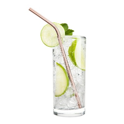 8 Inch Copper Stainless Steel Reusable Cocktail Straws, Set of 4