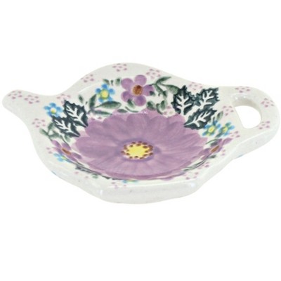 Blue Rose Polish Pottery Lilac Garden Tea Bag Holder