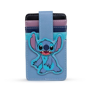 Disney Wallet, Character Wallet ID Card Holder, Lilo and Stitch Stitch Pose Blues, Vegan Leather - 1 of 4