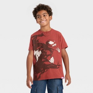 Boys' Marvel Venom Graphic Short Sleeve T-Shirt - Dark Red - 1 of 4