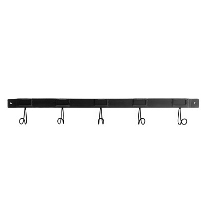 VIP Metal 30 in. Black Five Loop Wall Hooks