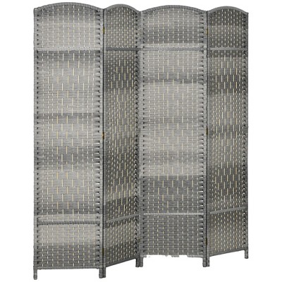 NicBex Room Divider Folding Hand-Woven Privacy Screen with Wood Legs Partition for Home & Office