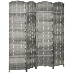 NicBex Room Divider Folding Hand-Woven Privacy Screen with Wood Legs Partition for Home & Office - 1 of 4