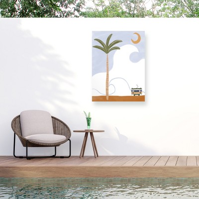 Trademark Fine Art - Ivy Green Illustrations Little Tram On Beach Matted Framed Art