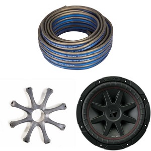 Kicker CompVR 10-Inch (25cm) Subwoofer, DVC, 4-Ohm, w/ GR100 Grill & Speaker Wire Bundle - 1 of 4