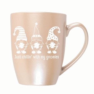 Elanze Designs Just Chillin' With My Gnomies 10 ounce New Bone China Coffee Tea Cup Mug, Precious Pearl - 1 of 4