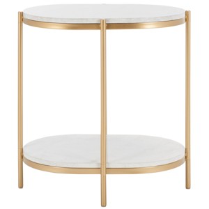 Dove End Table - White Faux Marble/Gold - Safavieh - 1 of 4