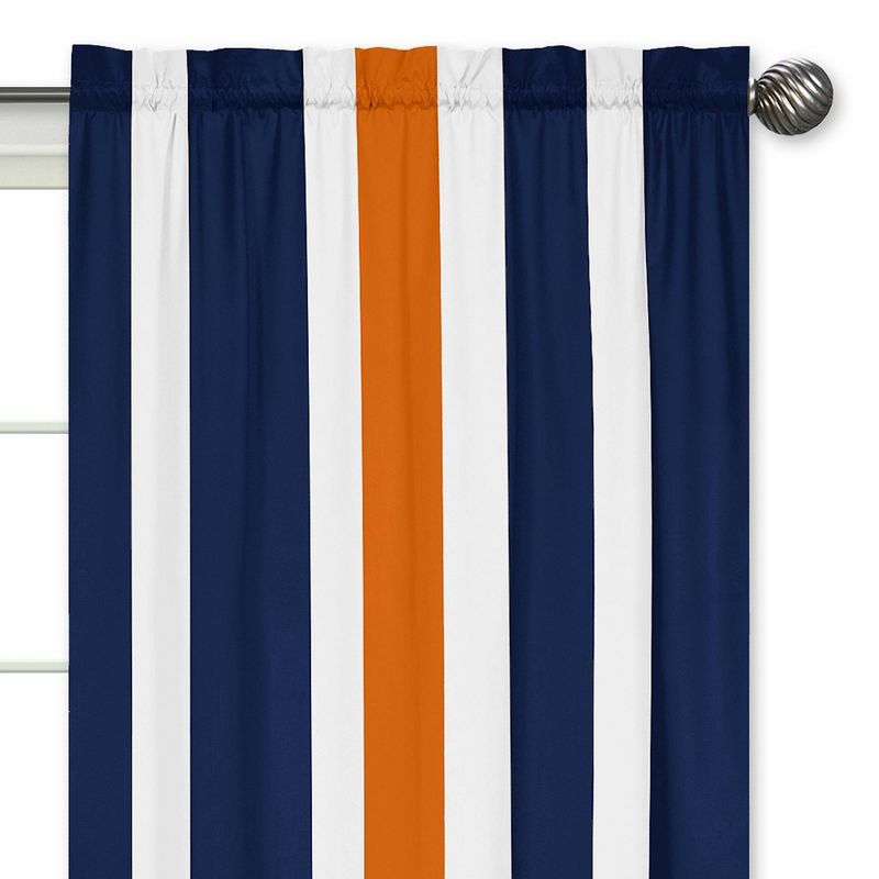 2pc Stripe Kids&#39; Window Panel Curtains Navy and Orange - Sweet Jojo Designs, 4 of 6