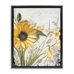 Stupell Industries Sunflower Floral over Vintage Plant Floating Frame Canvas Art - 1 of 4