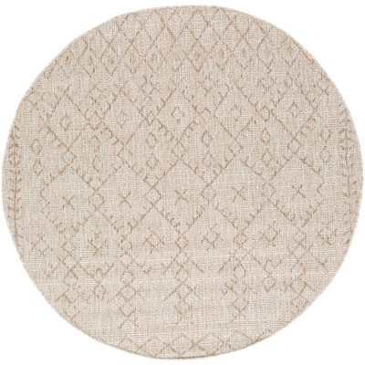 Mark & Day Wijnaldum 6'7" Round Woven Indoor & Outdoor Area Rugs Cream: Geometric, Stain-Resistant, Transitional Style