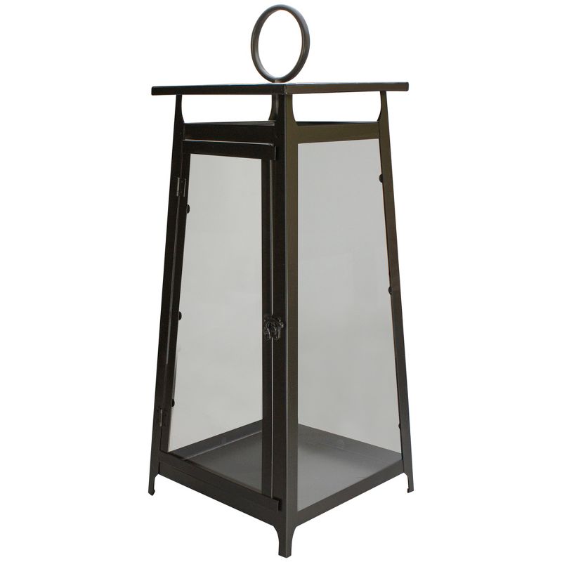 Melrose 25" Brown Rustic Candle Lantern With a Latch Hook Lock Tabletop Decor, 1 of 7