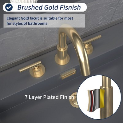 Brushed Gold Stainless Steel 8" Widespread Bathroom Faucet