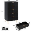Fluted 5-Drawer Tall Dresser, Modern Wooden Storage Chest with Deep Drawers & Wide Top, Bedroom Organizer for Living Room, Hallway, Kids' Room - 2 of 4