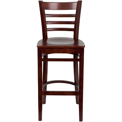 Elegant Mahogany Wood Ladder Back Barstool with Footrest