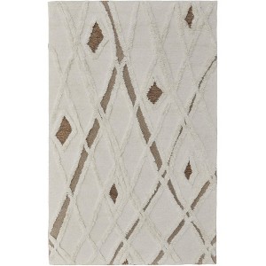 Ivory Taupe and Brown Wool Geometric Hand Tufted Area Rug - 1 of 4