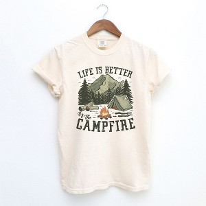 Simply Sage Market Women's Life Is Better By The Campfire Tent Short Sleeve Garment Dyed Tee - 1 of 4