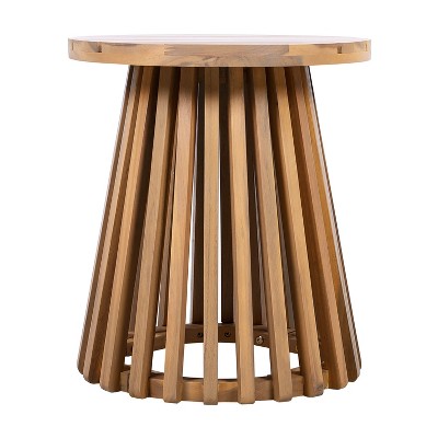 Vynxaria Outdoor Acacia Wood Round Side Table ¨C Modern Rustic Charm for Your Patio